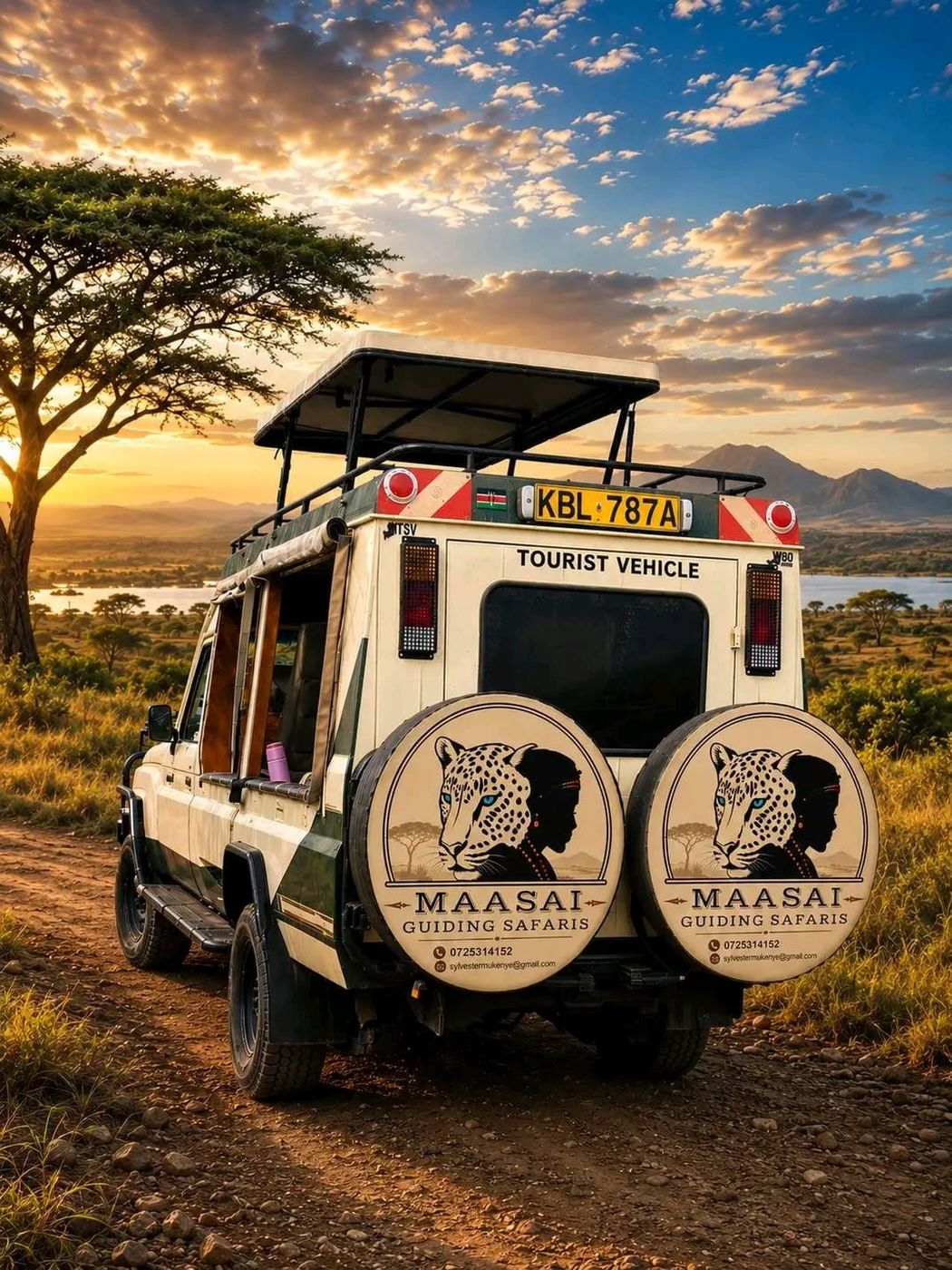 Sylvester's safari Land Cruiser with its pop-up roof raised